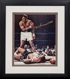 Muhammad Ali Signed 18 x 21 Framed Photograph of Ali Standing Over Liston (PSA/DNA)